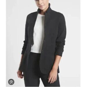 Athleta Womens Venice Textured Blazer All Way Stretch Black Heather Pockets 6